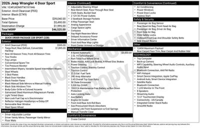 2026 Jeep Wrangler Sport