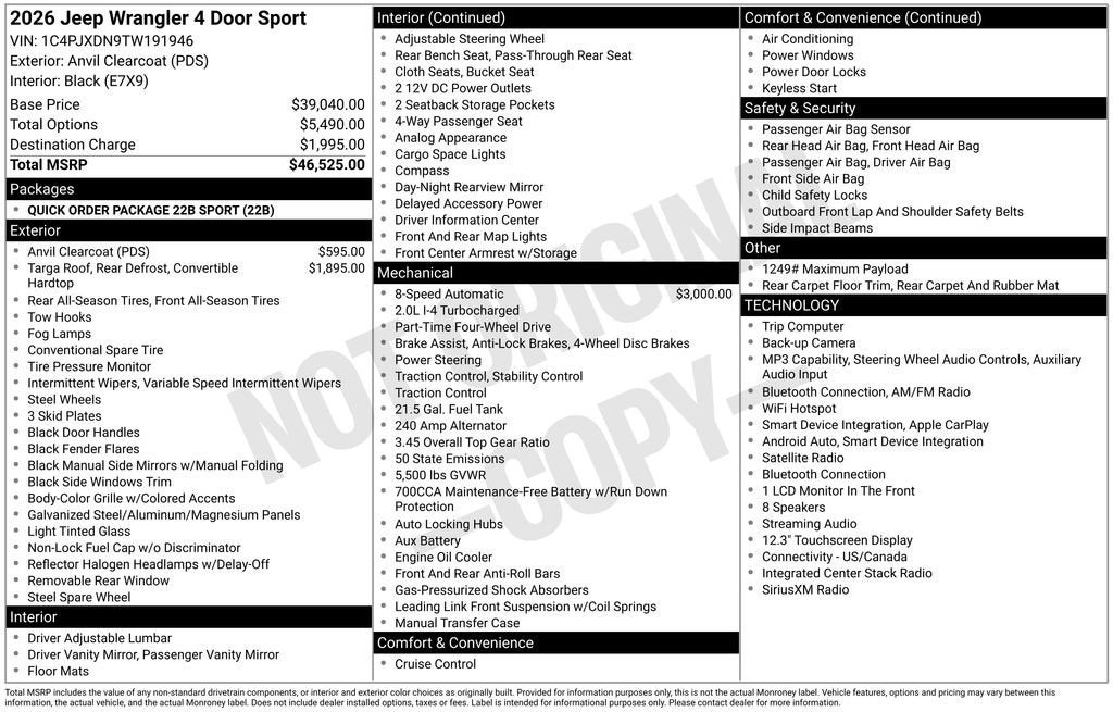 2026 Jeep Wrangler Sport