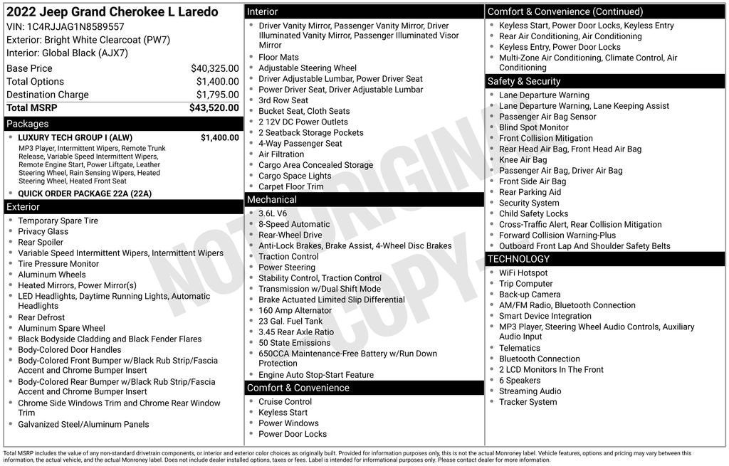 2022 Jeep Grand Cherokee L Laredo 4x2