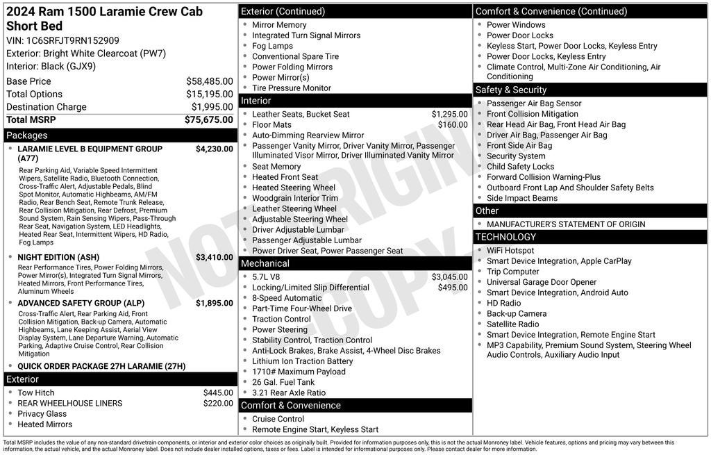 2024 RAM 1500 Laramie Crew Cab 4x4 5'7" Box