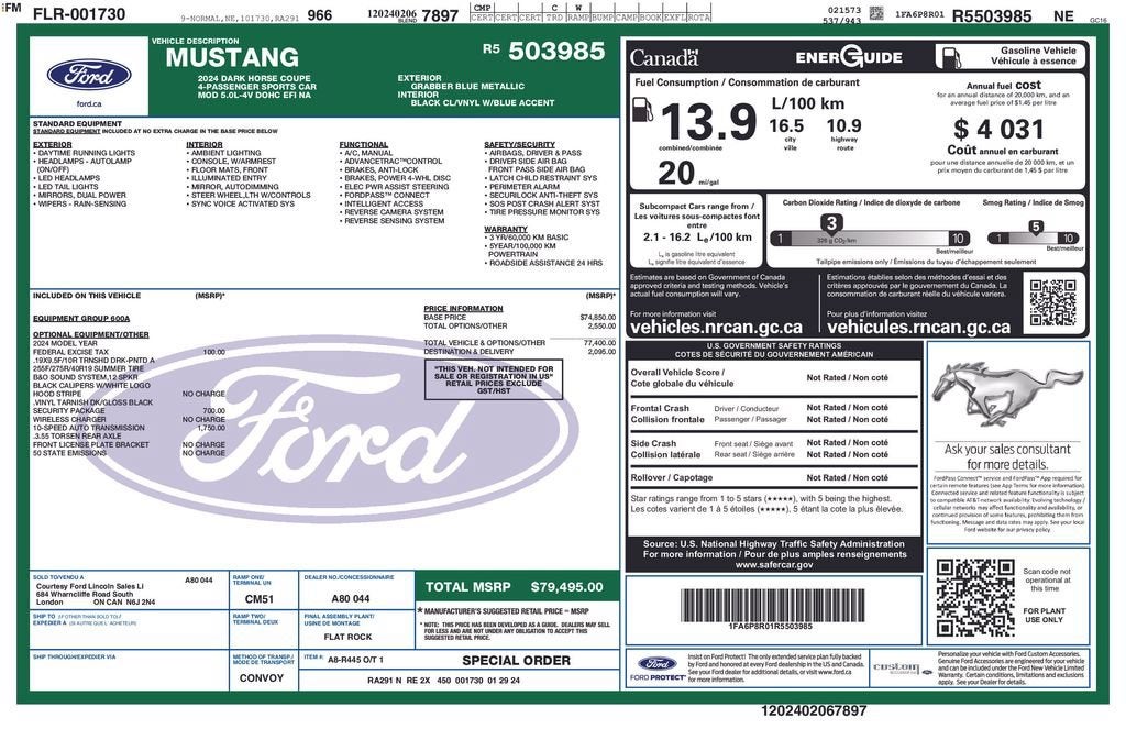 2024 Ford Mustang Dark Horse