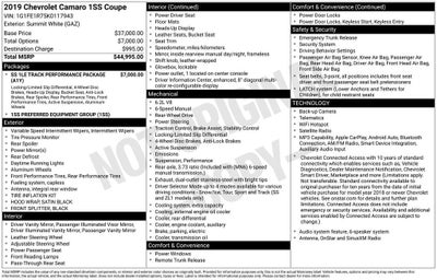 2019 Chevrolet Camaro 1SS