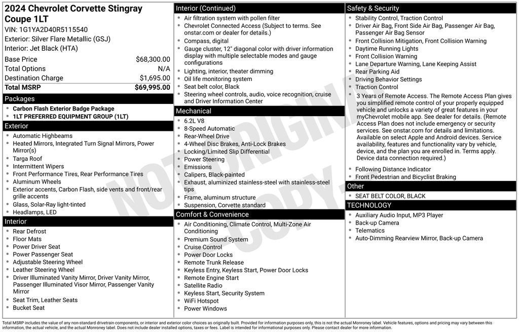 2024 Chevrolet Corvette Stingray 1LT