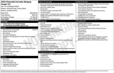 2025 Chevrolet Corvette Stingray 1LT