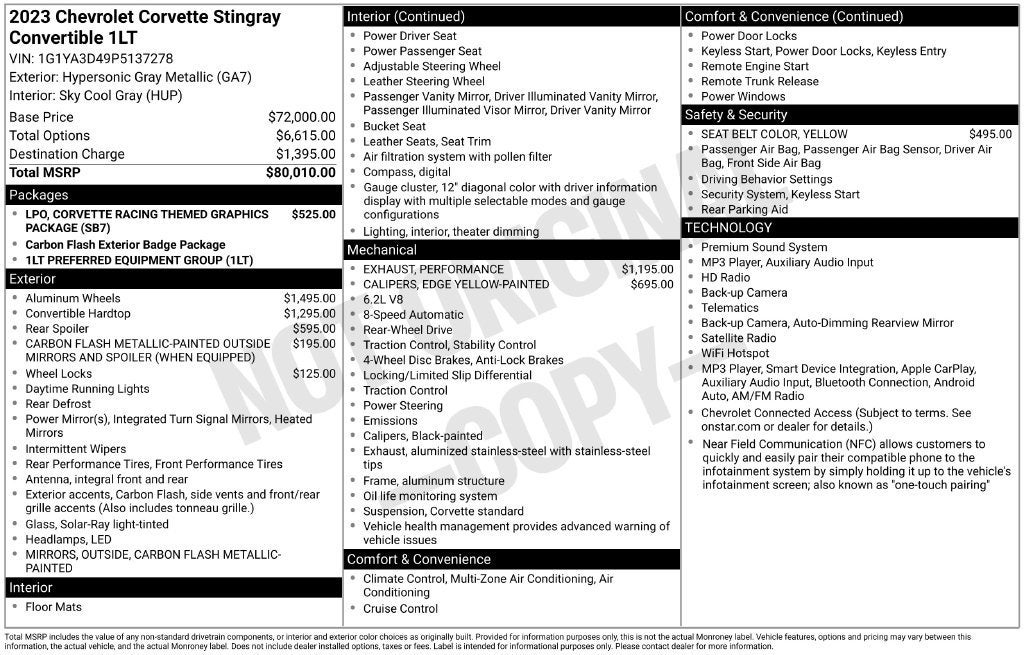 2023 Chevrolet Corvette Stingray 1LT