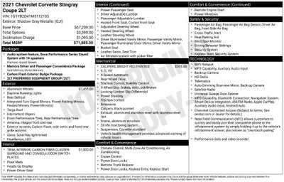 2021 Chevrolet Corvette Stingray 2LT