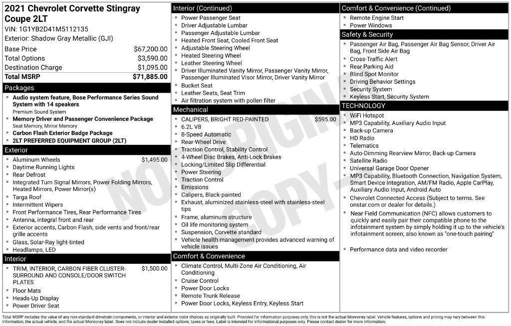 2021 Chevrolet Corvette Stingray 2LT
