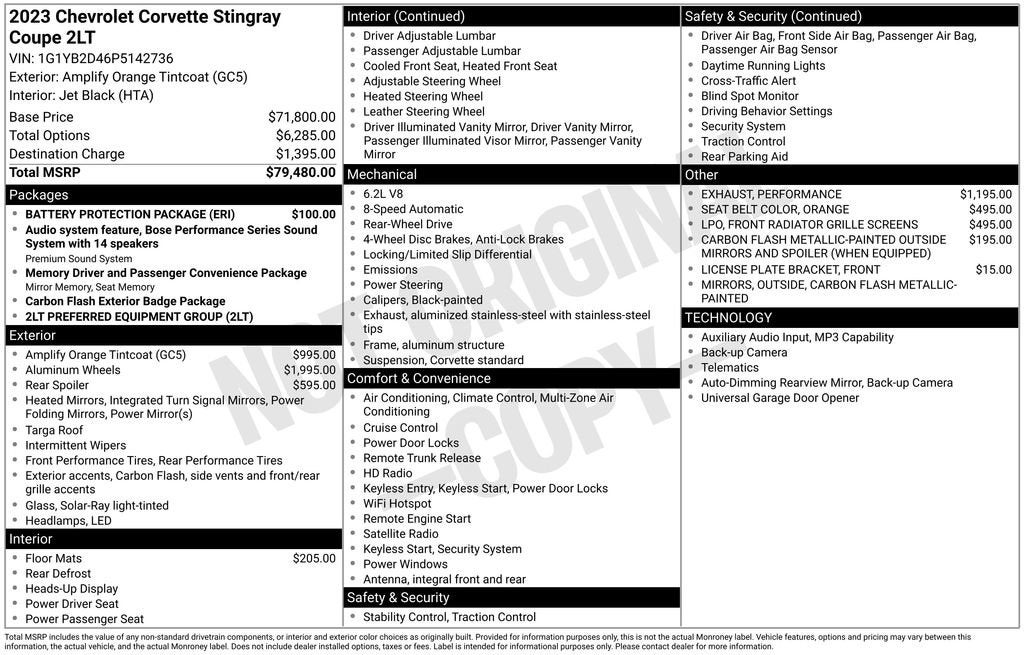 2023 Chevrolet Corvette Stingray 2LT