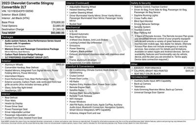 2023 Chevrolet Corvette Stingray 2LT