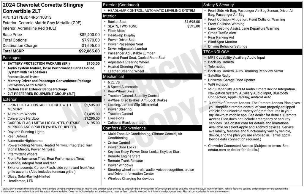 2024 Chevrolet Corvette Stingray 2LT