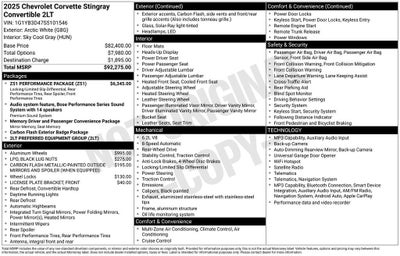 2025 Chevrolet Corvette Stingray 2LT