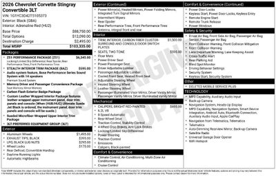 2026 Chevrolet Corvette Stingray 3LT