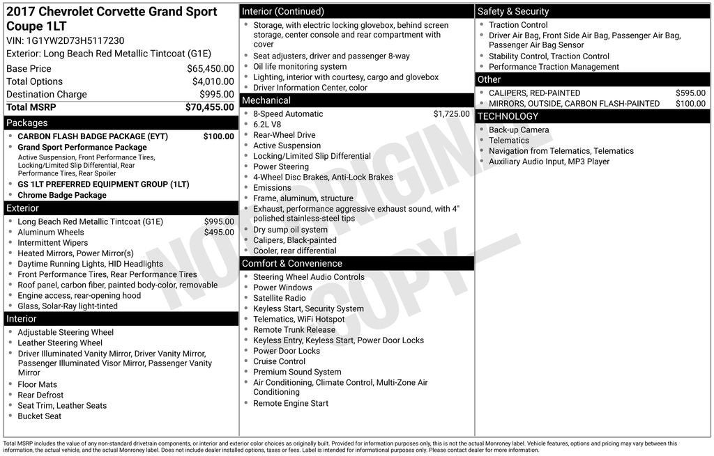 2017 Chevrolet Corvette Grand Sport Grand Sport 1LT