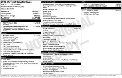 2003 Chevrolet Corvette 2DR CPE