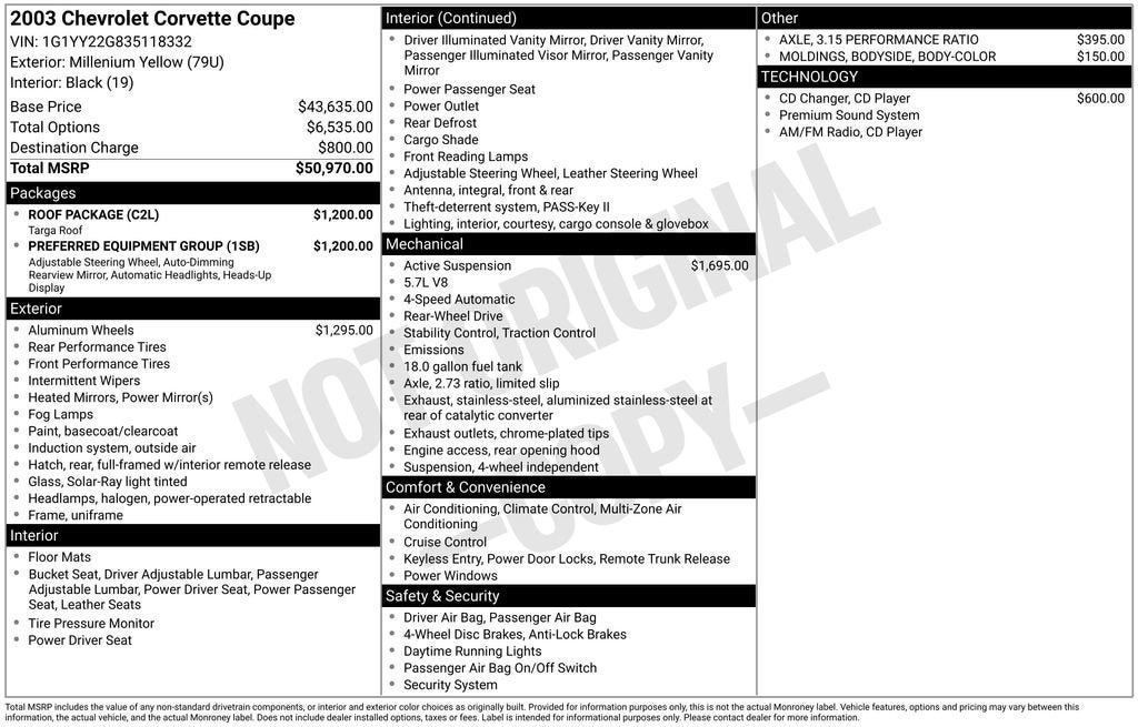 2003 Chevrolet Corvette 2DR CPE