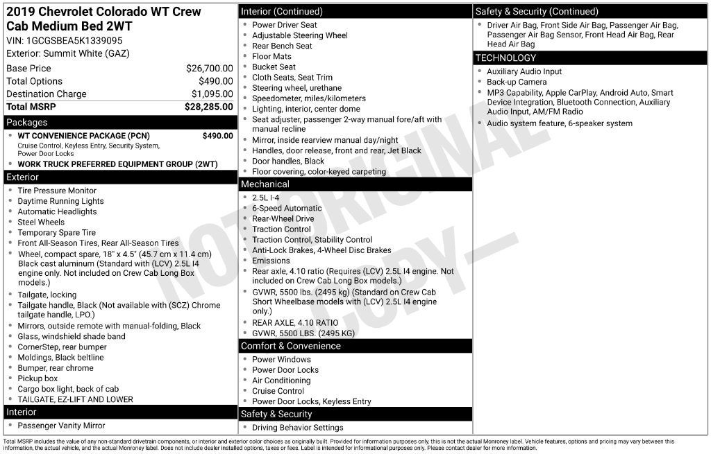 2019 Chevrolet Colorado 2WD Work Truck