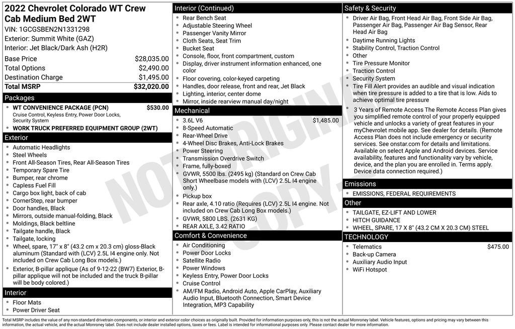 2022 Chevrolet Colorado WT
