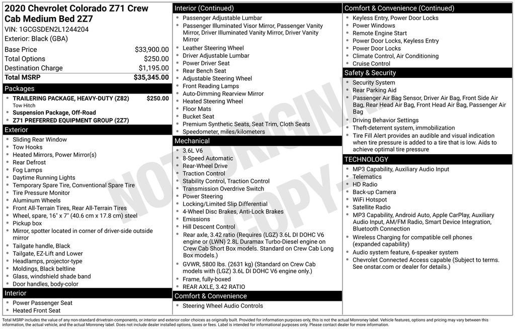 2020 Chevrolet Colorado 2WD Z71