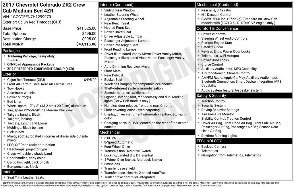 2017 Chevrolet Colorado 4WD ZR2