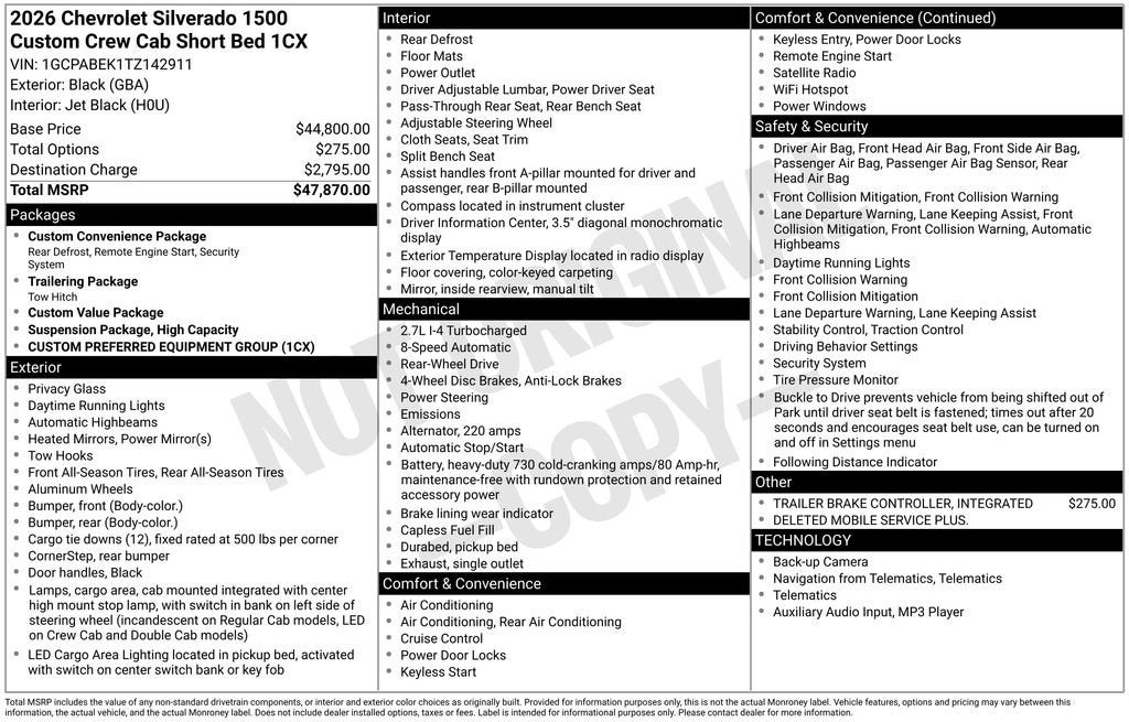 2026 Chevrolet Silverado 1500 Custom