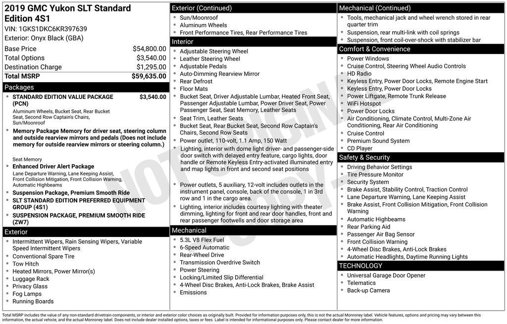 2019 GMC Yukon SLT Standard Edition