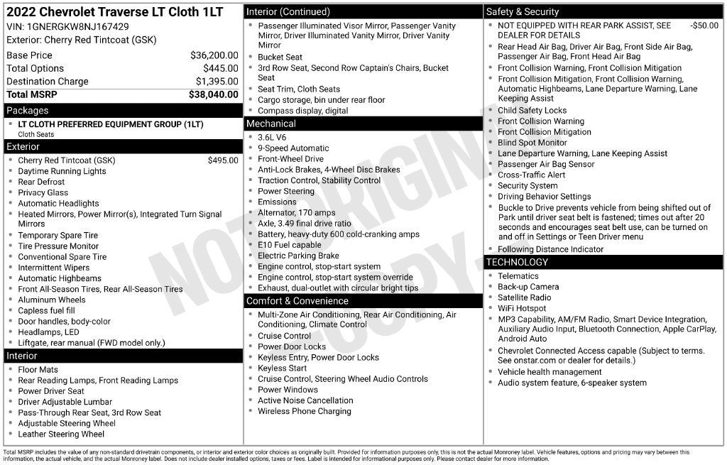 2022 Chevrolet Traverse LT Cloth