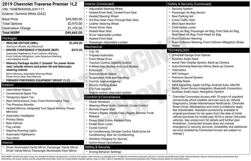 2019 Chevrolet Traverse Premier