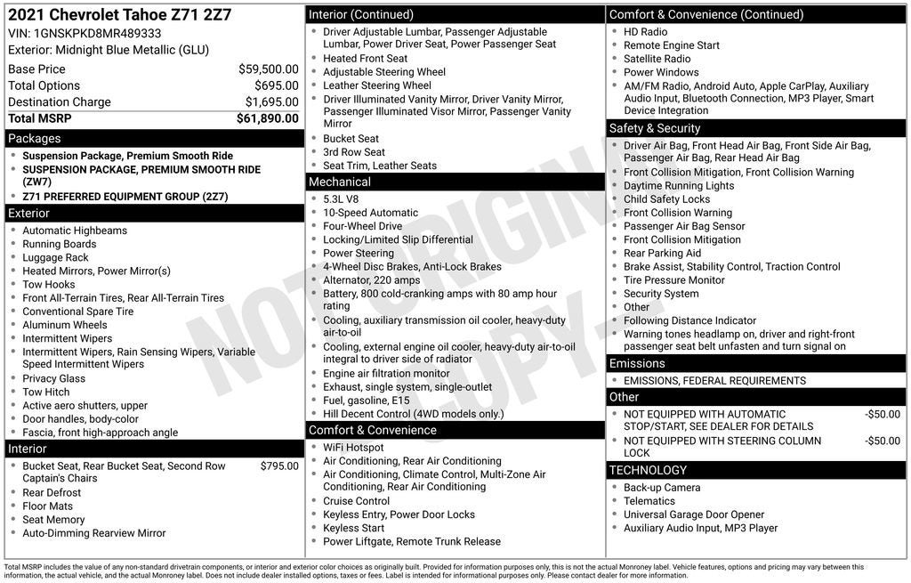 2021 Chevrolet Tahoe Z71