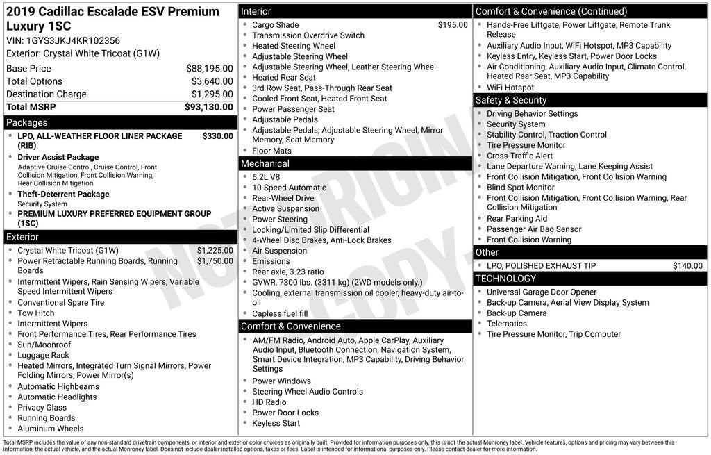 2019 Cadillac Escalade ESV Premium Luxury