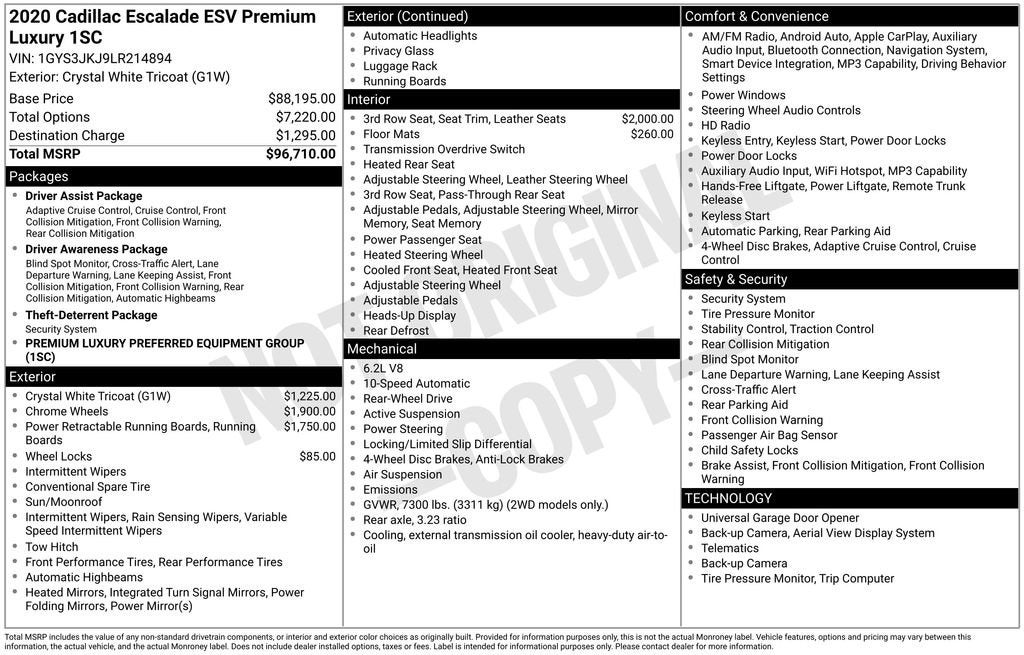 2020 Cadillac Escalade ESV Premium Luxury