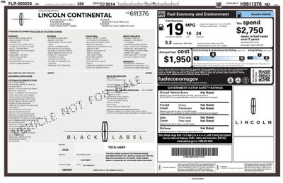 2017 Lincoln Continental Black Label