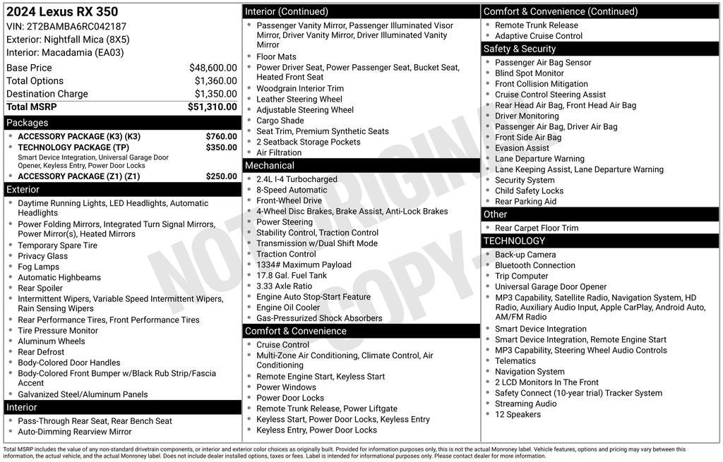 2024 Lexus RX 350 RX 350
