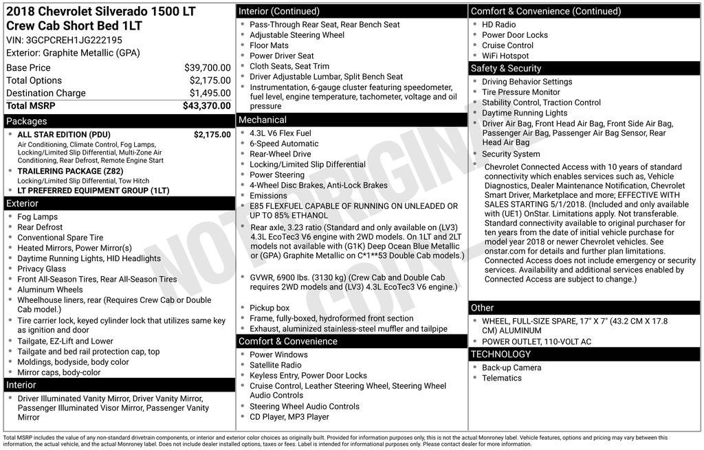 2018 Chevrolet Silverado 1500 LT