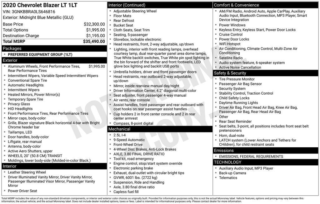 2020 Chevrolet Blazer 1LT