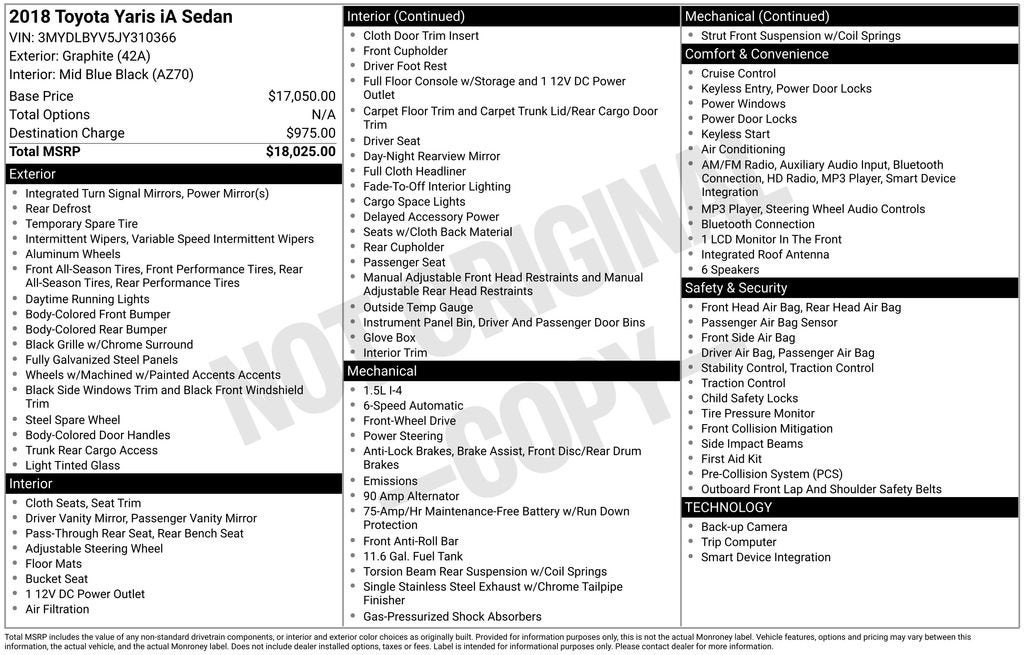 2018 Toyota Yaris iA Base