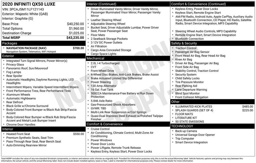 2020 INFINITI QX50 LUXE