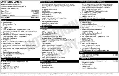 2021 Subaru Outback Base