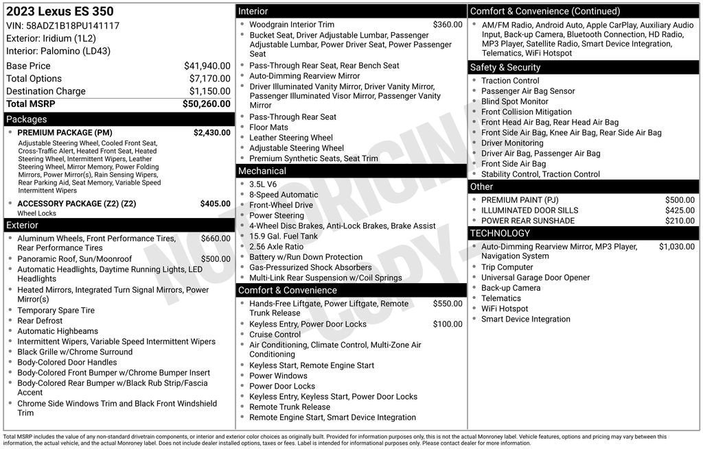 2023 Lexus ES ES 350