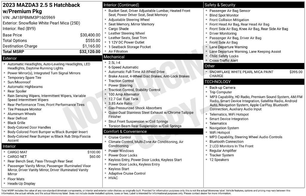 2023 Mazda Mazda3 Hatchback 2.5 S Premium