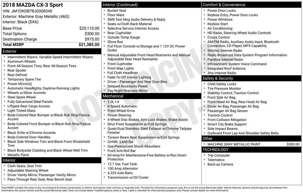 2018 Mazda Mazda CX-3 Sport