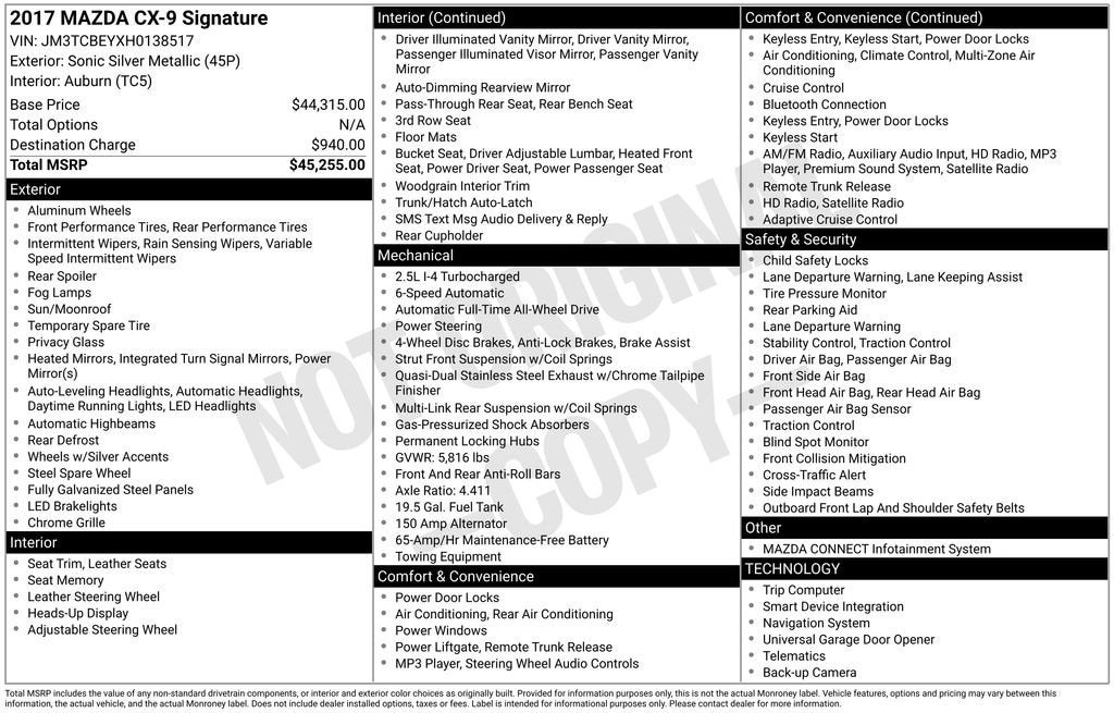 2017 Mazda Mazda CX-9 Signature