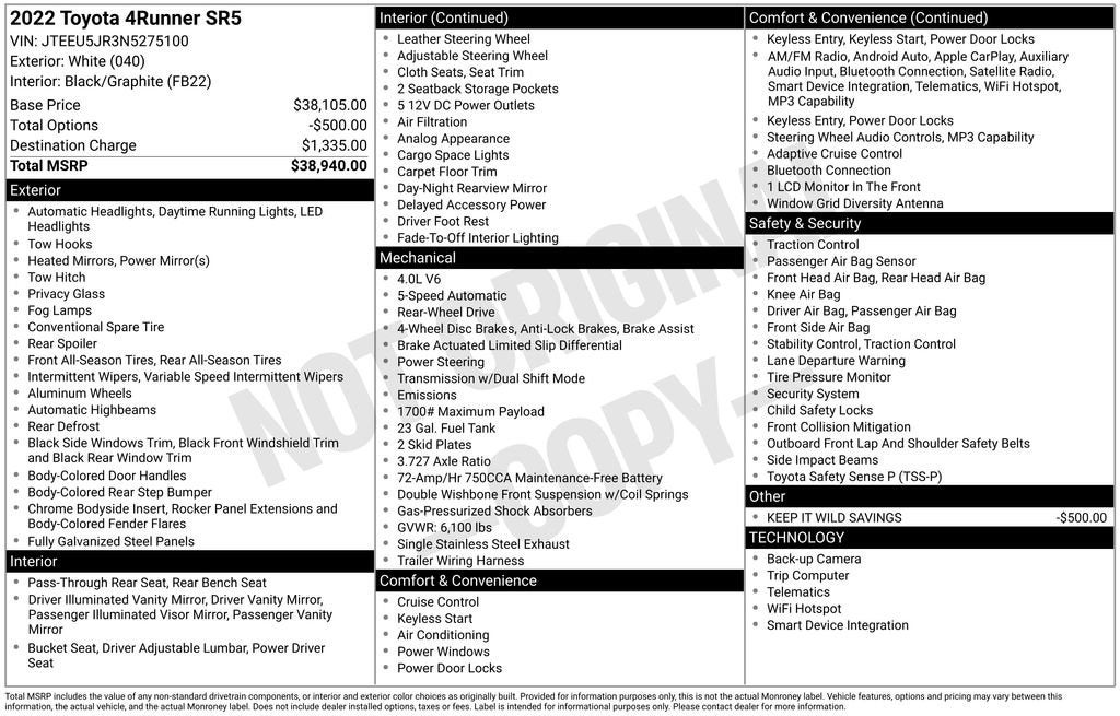 2022 Toyota 4Runner SR5