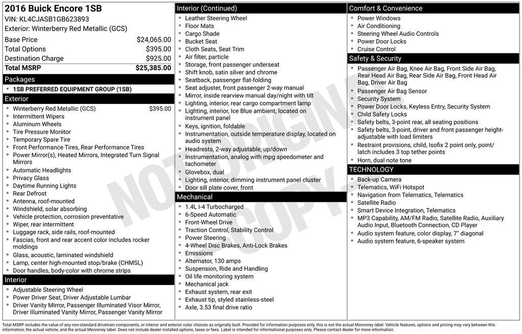 2016 Buick Encore 4DR FWD
