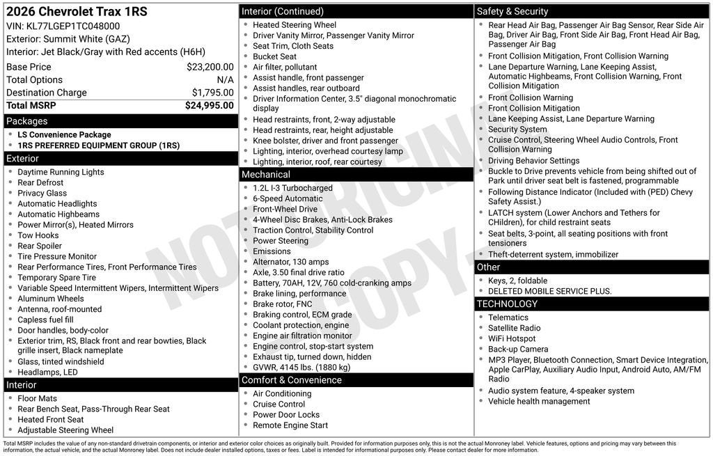 2026 Chevrolet Trax 1RS