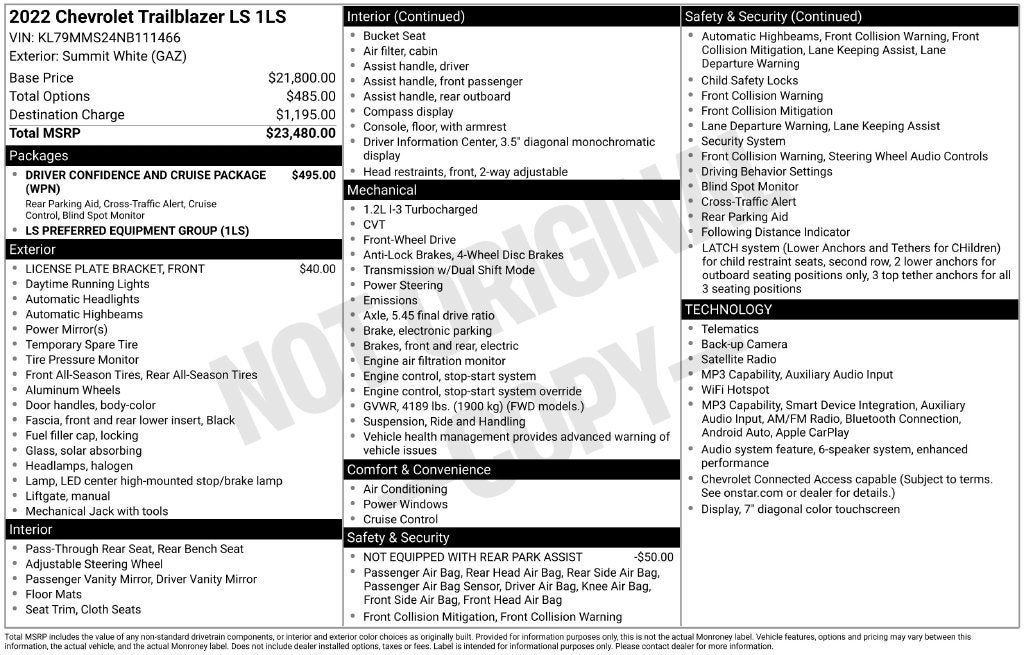 2022 Chevrolet Trailblazer LS