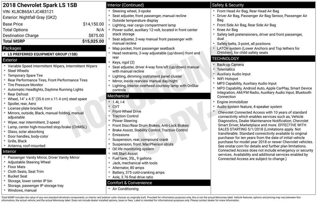 2018 Chevrolet Spark LS