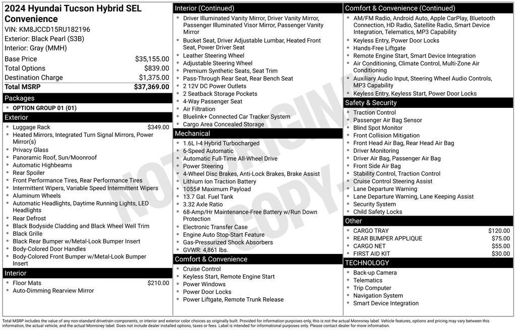 2024 Hyundai Tucson Hybrid SEL Convenience