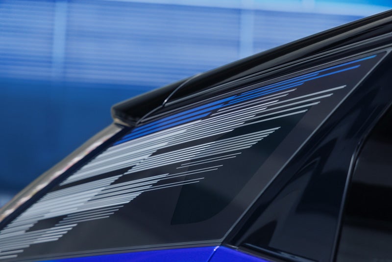 Close-up of the Modern Pattern on the 2026 OPTIQ-V Rear Quarter Glass | Bomnin Cadillac Homestead in Homestead FL